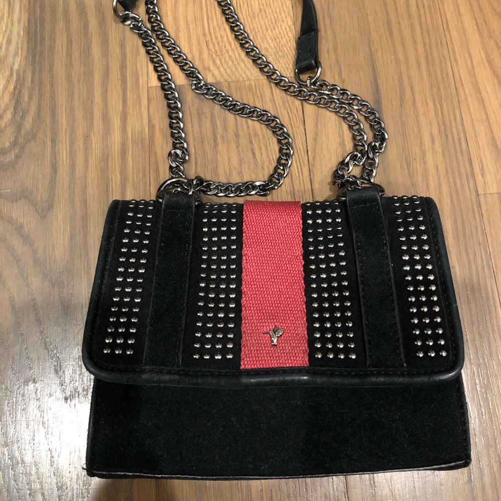 Leather mini bag on chain